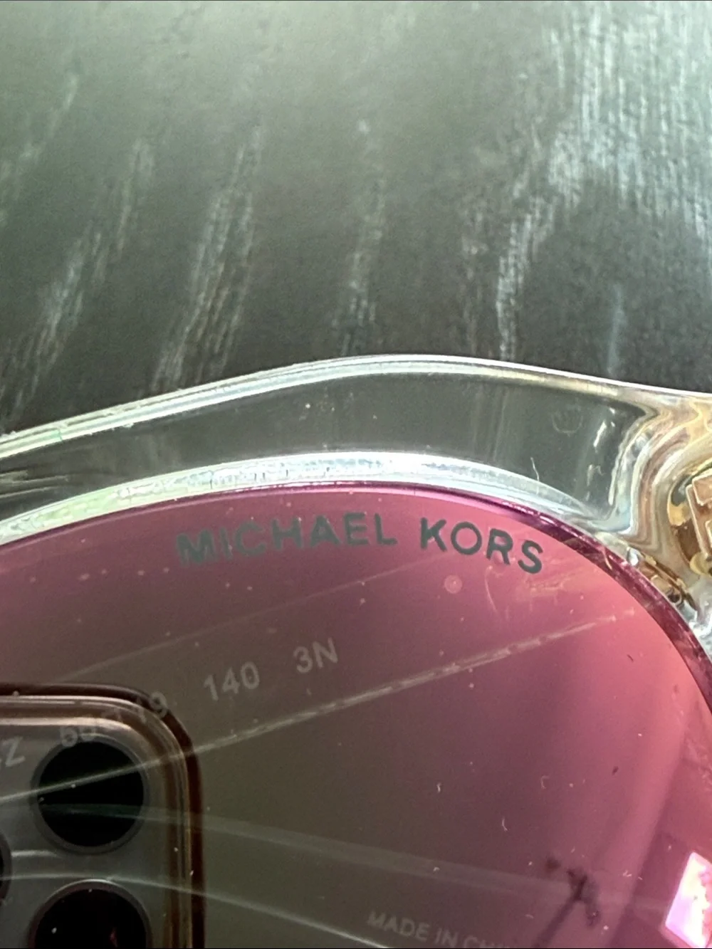 MICHAEL KORS Clear Frame Sunglasses with Pink Mirrored Lenses